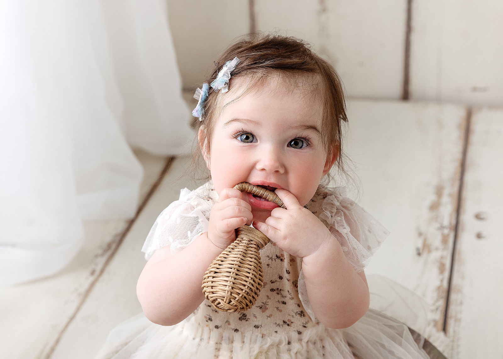 Baby girl sitter/milestone photo shoot in studio Hereford, Herefordshire