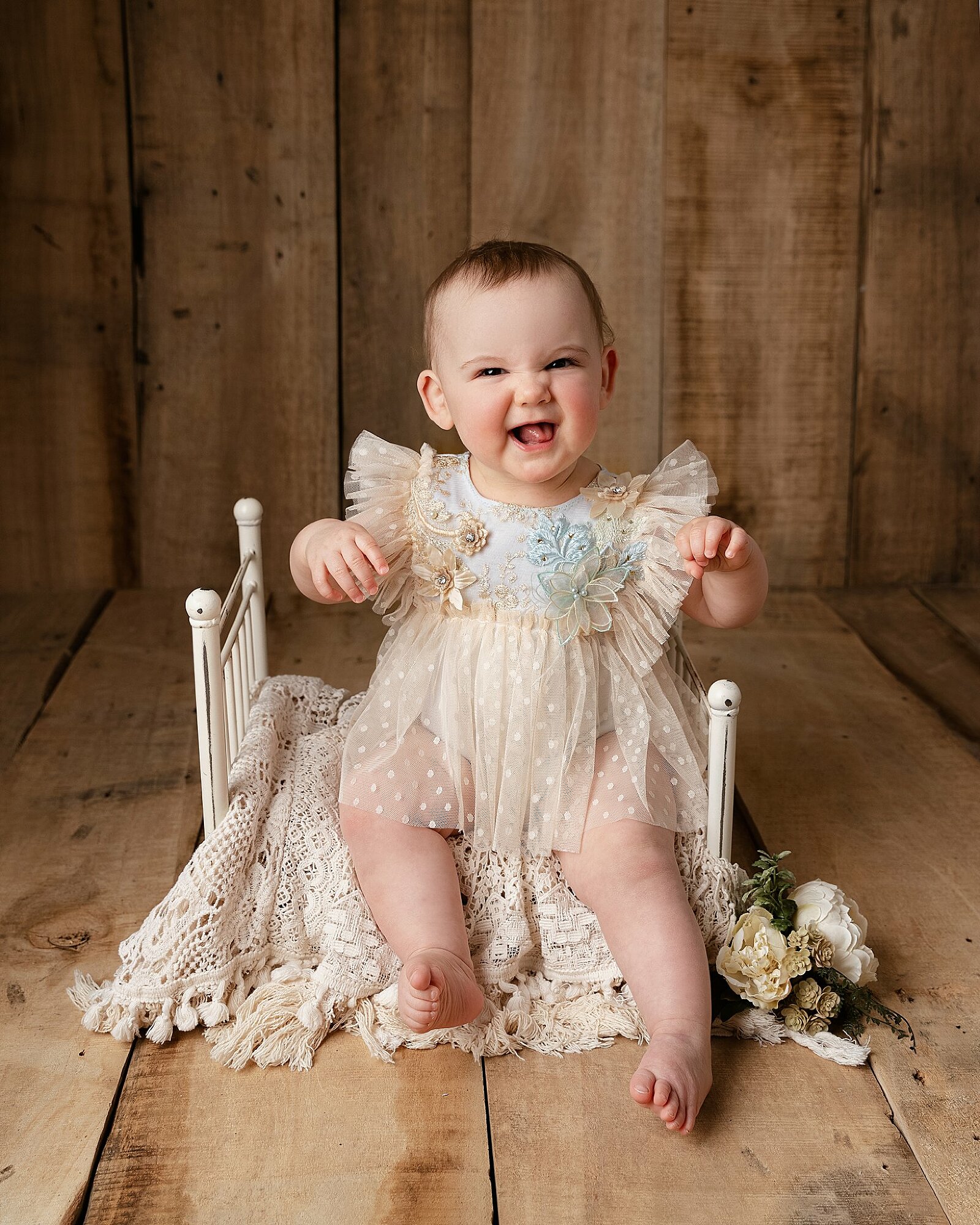 Baby girl sitter/milestone photo shoot in studio Hereford, Herefordshire