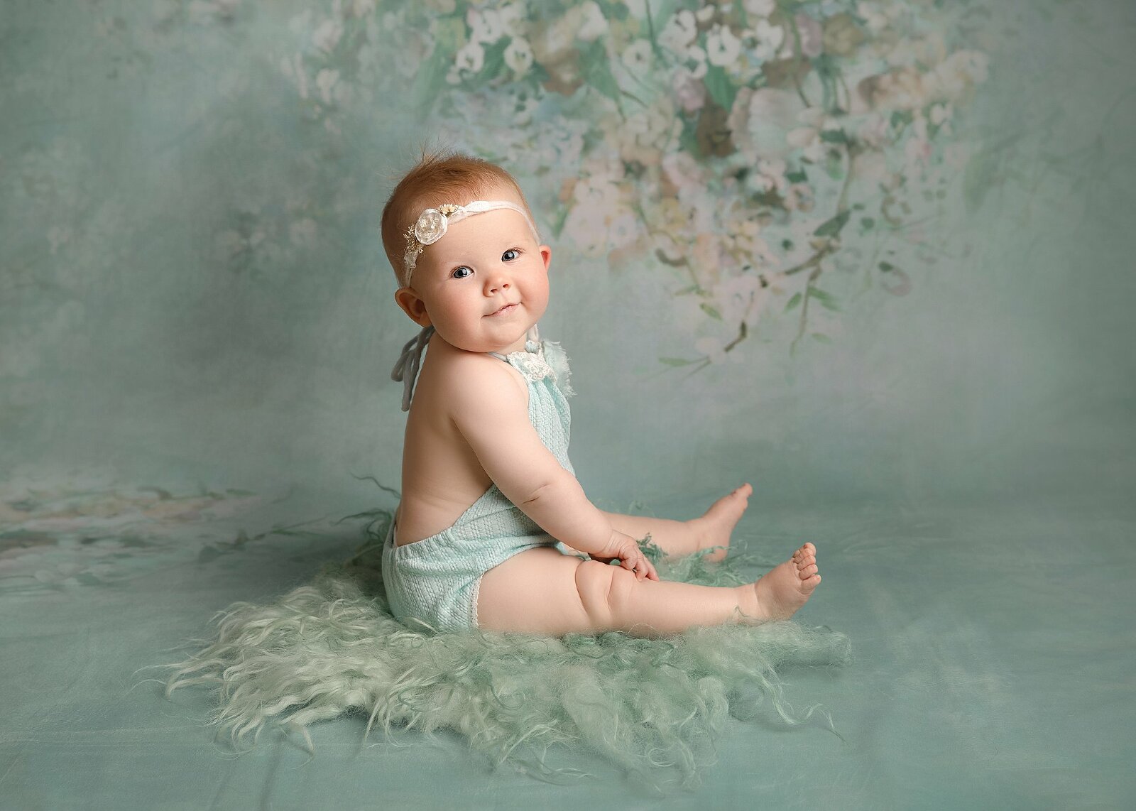 Baby girl sitter photo shoot in studio Hereford, Herefordshire