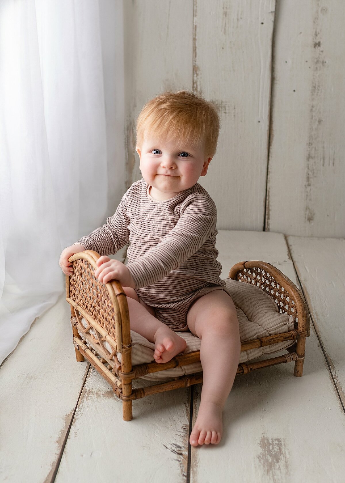 Baby boy sitter bear outfit photo shoot in studio Hereford, Herefordshire, Cheltenham, Gloucester