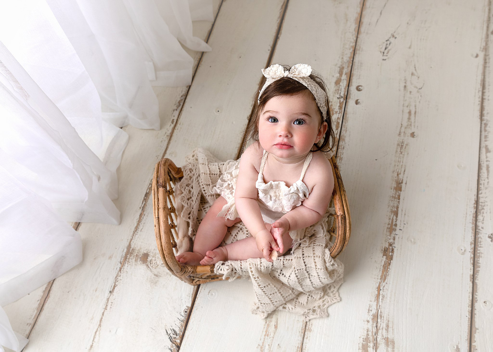 Baby girl sitter/milestone photo shoot in studio Hereford, Herefordshire